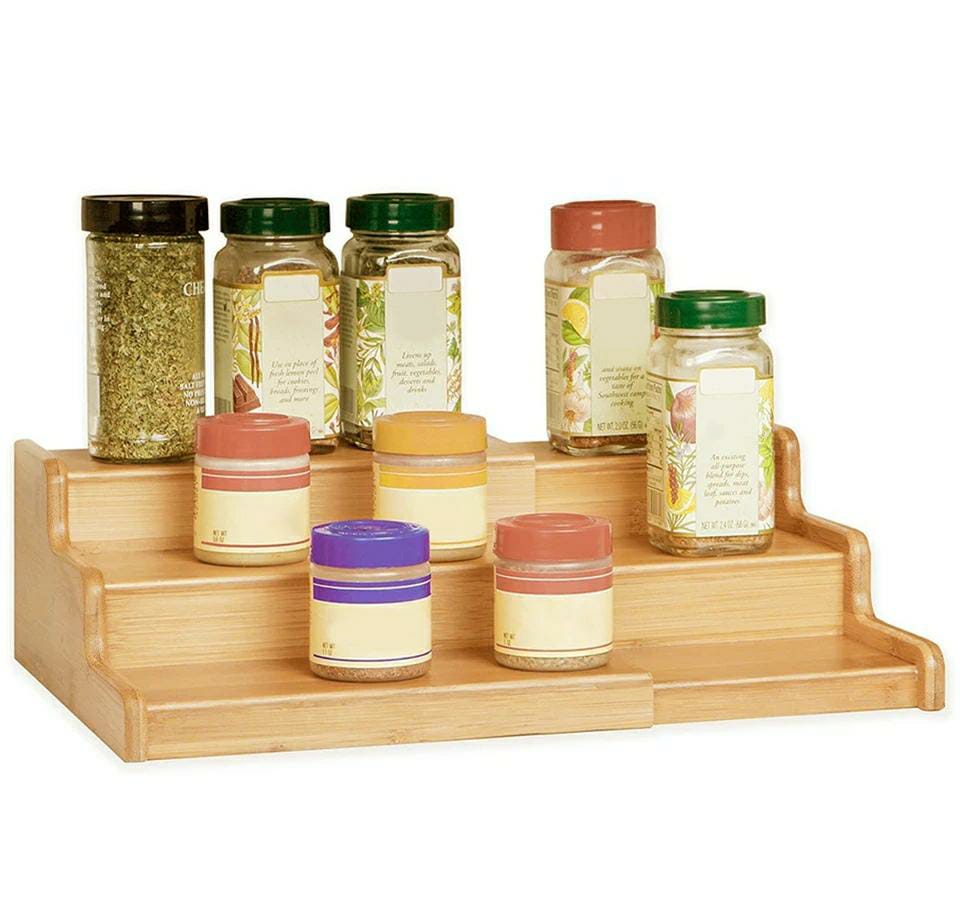 3-tier expandable wooden spice rack