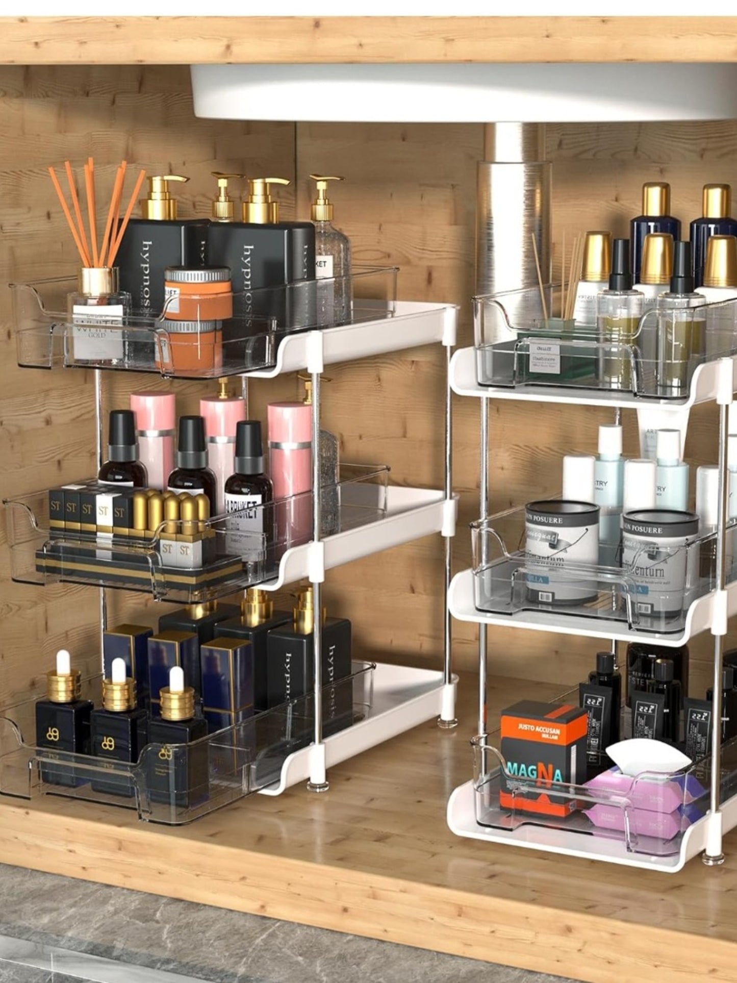 3 Tier Clear Multi- Purpose Pull Out Organizer  with Dividers.